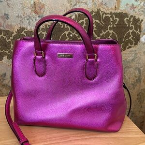 Kate Spade Hot Pink Metallic Evangeline Laurel Way Bag